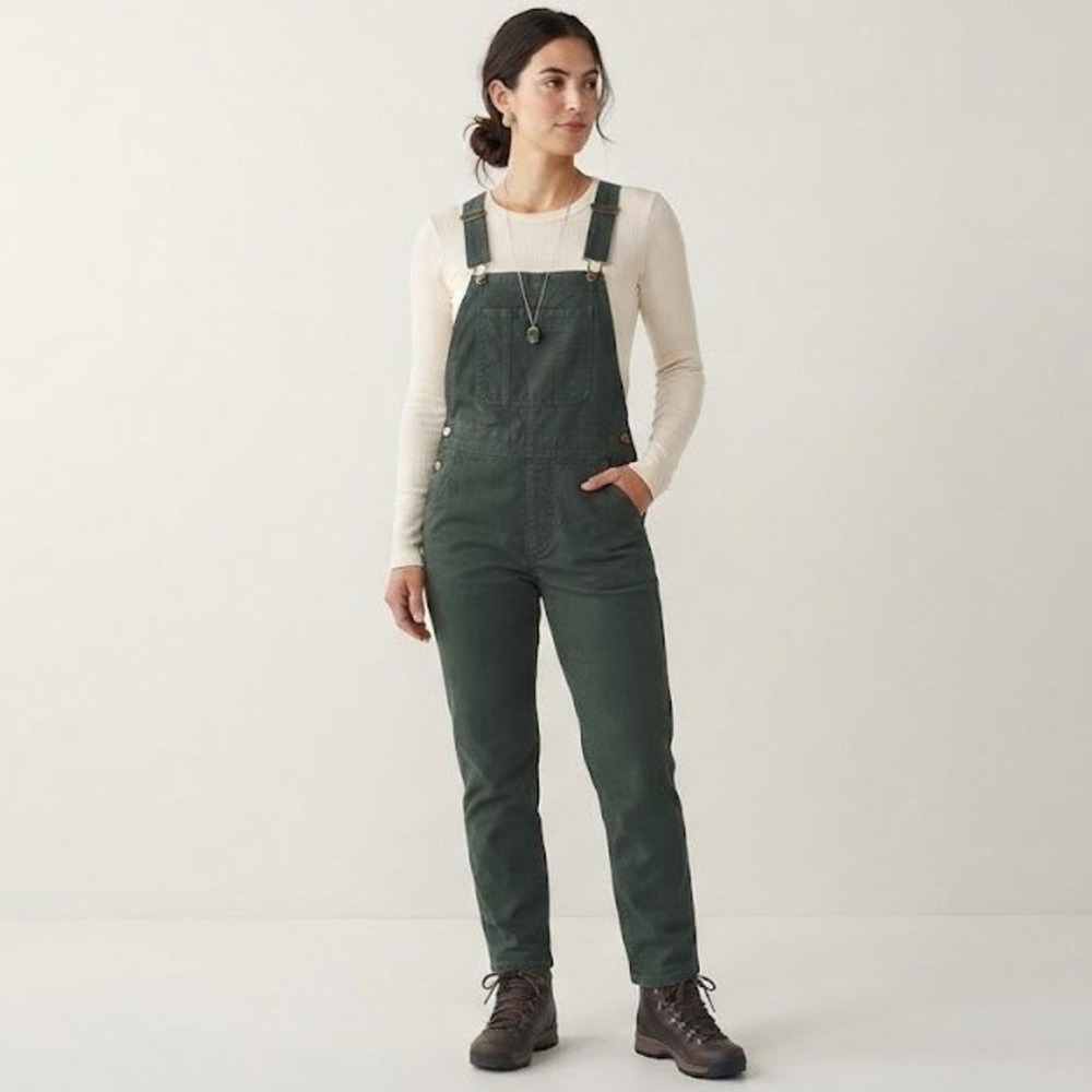 REI Co-op Trailsmith Overalls Womens 10 Green Gray Excellent Utility Bibs 158076